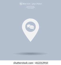 Speech Bubble Chat Icon, pin mark