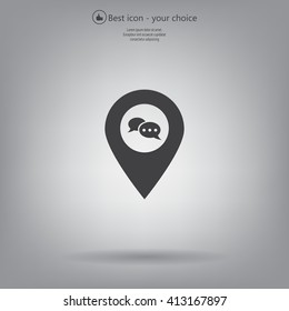 Speech Bubble Chat Icon, pin mark