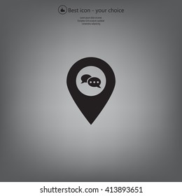 Speech Bubble Chat Icon, pin mark