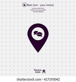 Speech Bubble Chat Icon, pin mark