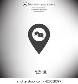 Speech Bubble Chat Icon, pin mark