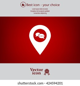 Speech Bubble Chat Icon, pin mark