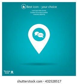 Speech Bubble Chat Icon, pin mark