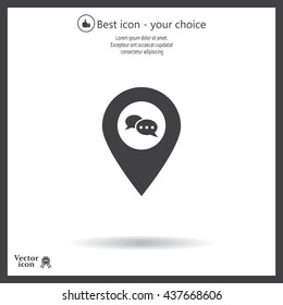 Speech Bubble Chat Icon, pin mark