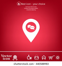 Speech Bubble Chat Icon, pin mark