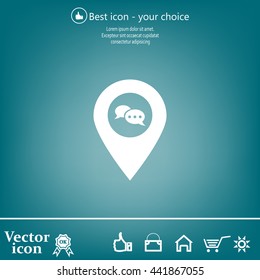 Speech Bubble Chat Icon, pin mark
