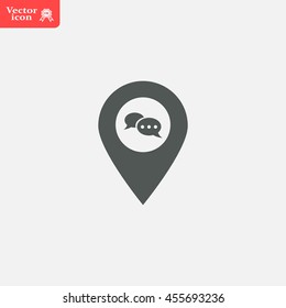 Speech Bubble Chat Icon, pin mark