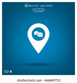 Speech Bubble Chat Icon, pin mark