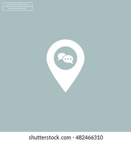 Speech Bubble Chat Icon, pin mark
