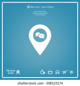 Speech Bubble Chat Icon, pin mark