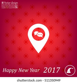 Speech Bubble Chat Icon, pin mark