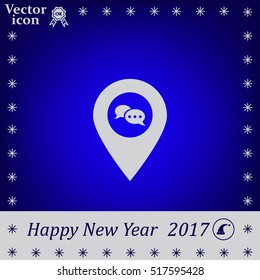 Speech Bubble Chat Icon, pin mark
