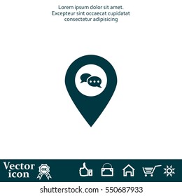 Speech Bubble Chat Icon, pin mark