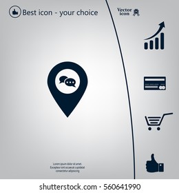 Speech Bubble Chat Icon, pin mark