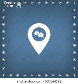Speech Bubble Chat Icon, pin mark
