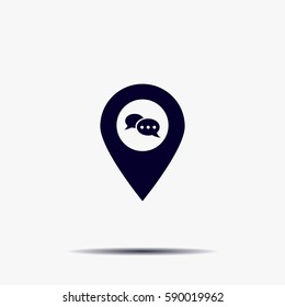 Speech Bubble Chat Icon, pin mark