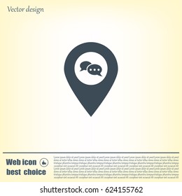 Speech Bubble Chat Icon, pin mark