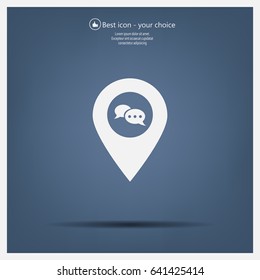 Speech Bubble Chat Icon, pin mark