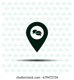 Speech Bubble Chat Icon, pin mark