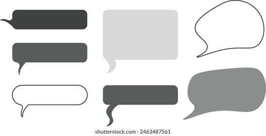 Speech bubble or chat bubble icon template with various shapes and colors on white background, flat illustration style, easy to edit for design element