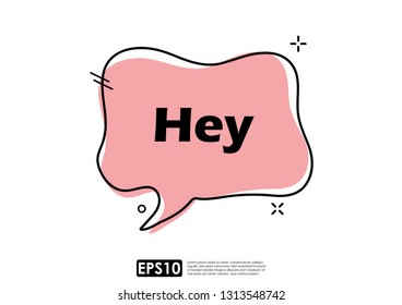 Speech bubble chat icon in trendy geometric style for communication, greetings, fun. Vector design template, text easily editable and replaceable. Sample greetings in various languages.