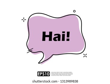 Speech Bubble Chat Icon In Trendy Geometric Style For Communication, Greetings, Fun. Vector Design Template, Text Easily Editable And Replaceable. Translation Of Malay Word (Hai) : Hi