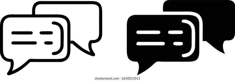 Speech Bubble Chat Icons – Black and White Message Communication Vector Set