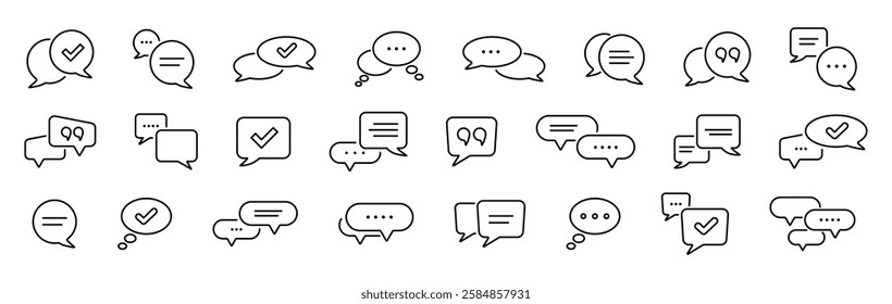 Speech bubble, chat icons set. Message, dialogue symbols collection. Vector outline icon