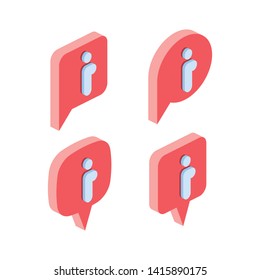 Speech bubble chat info. Vector 3d isometric color icons set new flat style. Creative illustration, idea for infographics.