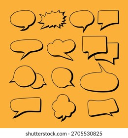 Burbuja del discurso, Vector del arte de la línea de la burbuja del chat. Burbujas de discurso en blanco, Conjunto de burbujas de discurso colección - Burbujas de discurso cómico. 