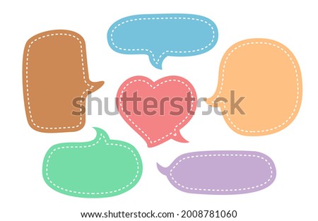 speech bubble chat pastel color and cute heart shape, balloon speech for dialog box, speech bubble frame for text title discussion, vector