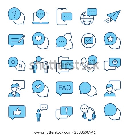Speech bubble, chating, speaking, communication icons collection.Line colors icon series.