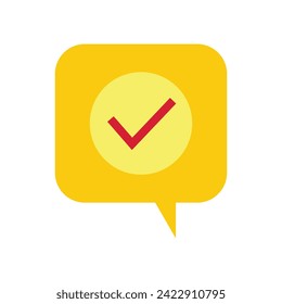 speech bubble with check mark icon over white background. colorful design. vector illustration