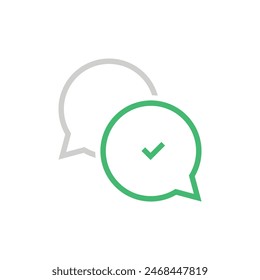 Speech bubble check mark icon. Vector illustration