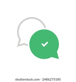 Speech bubble check mark icon. Vector illustration