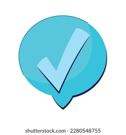 burbuja de voz con icono de símbolo de chequeo