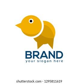 Speech bubble and chicken stock logo template. Vector illustration concept for communication industry