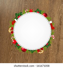 Speech Bubble With Christmas Icons, With Gradient Mesh, Vector Illustration