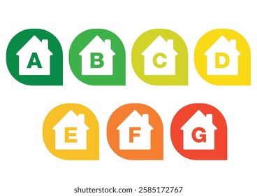 Speech Bubble Classification Home  Energy Efficiency Scale Sustainability Economy Green Orange Yellow Red