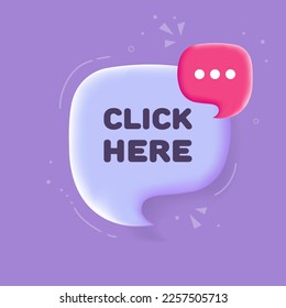 Speech bubble with click here text. Speech bubble with loudspeaker. Pop art style. Vector line icon for Business and Advertising