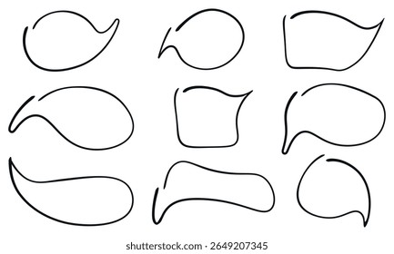 Speech Bubble Clipart, Hand Drawn Speech Bubble, Collection of Speech Bubbles, Simple Line art Frames, Doodle, Set of Hand Drawing Frames, Border, Blank Speech Bubble Balloon, Vector