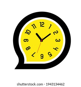 speech bubble clock on white background