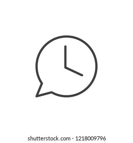 Speech bubble clock outline icon. linear style sign for mobile concept and web design. Chat history simple line vector icon. Symbol, logo illustration. Pixel perfect vector graphics