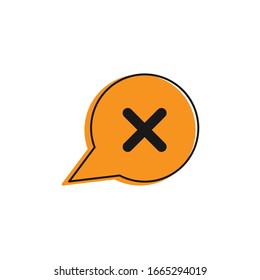 Speech bubble with close, reject vector icon