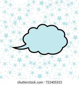 speech bubble cloud on starry background blue white