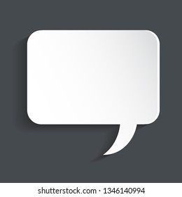 Speech bubble cloud with shadows. Paper stickers of white shape on black background. Round, square, Label sign vector illustration. Speech design element.