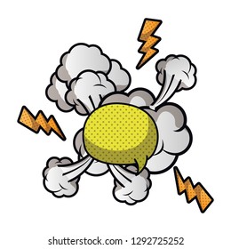 speech bubble with cloud and thunder isolated icon