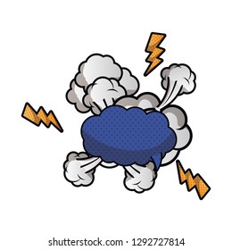 speech bubble with cloud and thunder isolated icon
