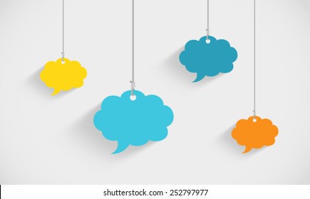 Speech Bubble Clouds Hanging On Strings