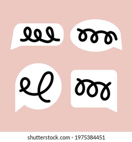 Speech bubble collection black and white. Communication, chat, information, language, speech. Line, bubble set. Vector cartoon doodle illustration. Abstract clipart design. Eps stock vector